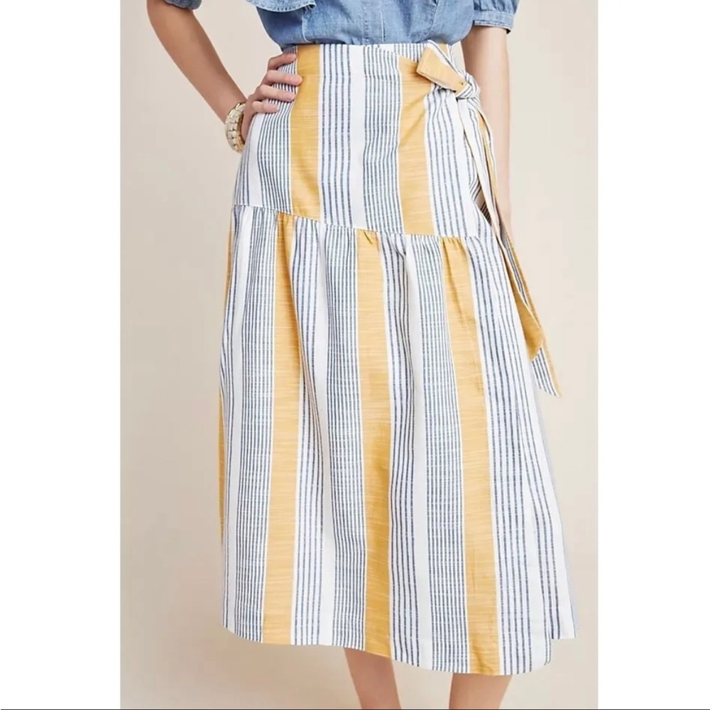 Striped Yellow and White Midi Skirt
